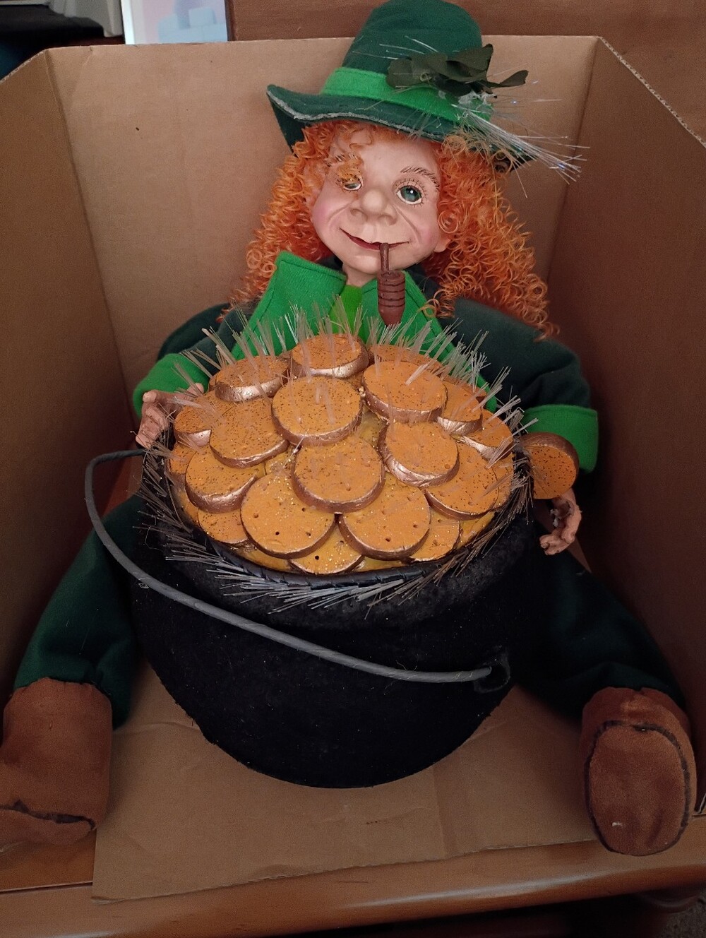 Vintage Dept 56 Leprechaun fiber optic Never Used, Read
